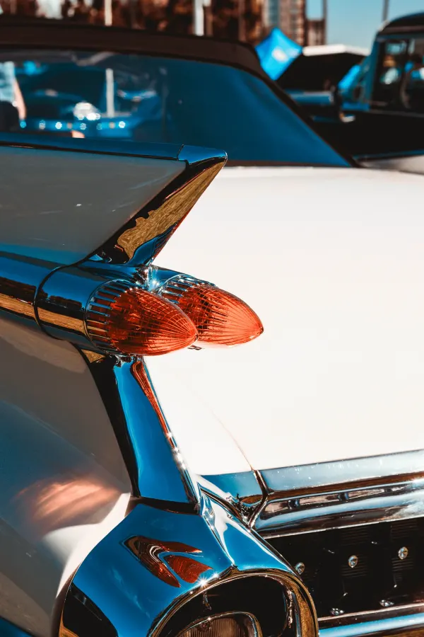 Classic car detail in warm sunlight