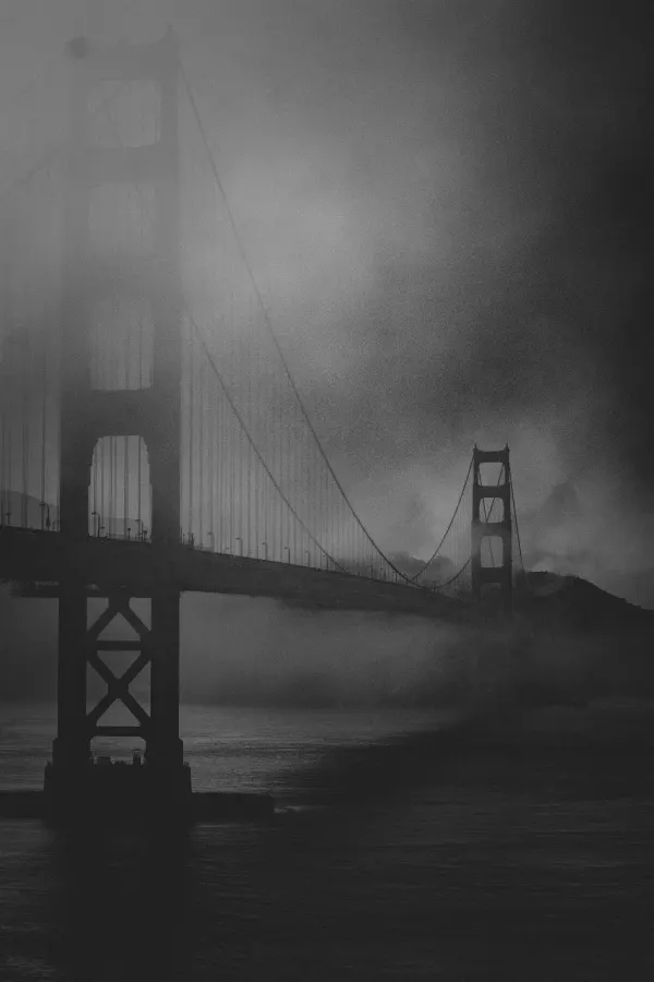 Golden Gate Bridge in heavy fog
